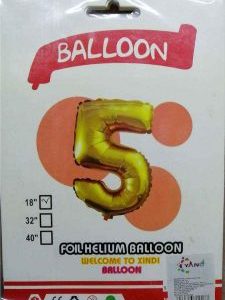 GLOBO METALICO  No. 5 DORADO 1 Pza. 16"