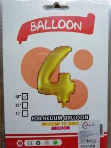 GLOBO METALICO  No. 4 DORADO 1 Pza. 16"