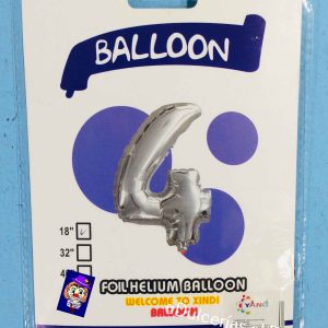 GLOBO METALICO  No. 4 PLATEADO 1 Pza. 16"