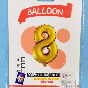 GLOBO METALICO No. 8 DORADO 1 Pza. 16"