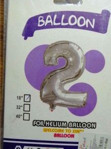 GLOBO METALICO No. 2 PLATEADO 1 Pza. 16"