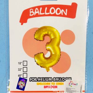 GLOBO METALICO No. 3 DORADO 1 Pza. 16"
