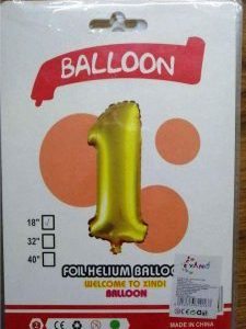GLOBO METALICO No. 1 DORADO 1 Pza. 16"