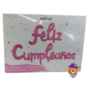 SET GLOBO FELIZ CUMPLEA?OS 1 Pza. FUCSIA