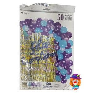 No.3017 SET ARCO GLOBOS MORADO AZUL  50 Pzs.
