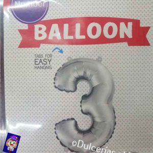 GLOBO METALICO No. 3 PLATEADO 1 Pza. 32"