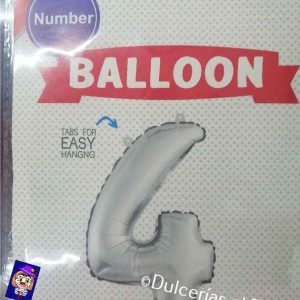 GLOBO METALICO No. 4 PLATEADO 1 Pza. 32"