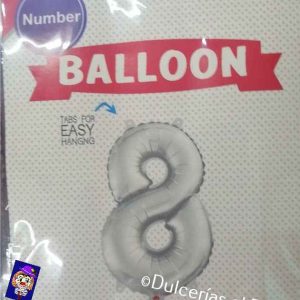 GLOBO METALICO No. 8 PLATEADO 1 Pza. 32"