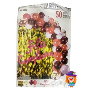 No.3018 SET ARCO GLOBOS ROJO BLANCO  50 Pzs.