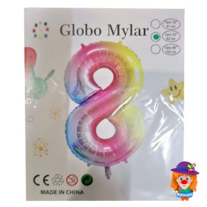 GLOBO METALICO No. 8  MULTICOLOR 1 Pzs. 32"