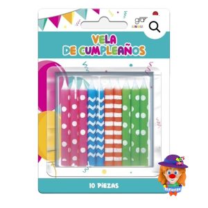 VELA CUMPLEAÑOS SURTIDA NEON 10 Pzs. Granmark   8872-1