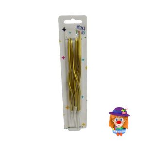 VELA ESPAGUETTI DORADA 6 Pzs. Maci Velas