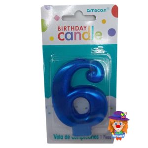 VELA METALICA AZUL No. 6