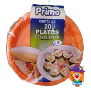 PLATO NEON #5 20 Pzs. NARANJA Primo