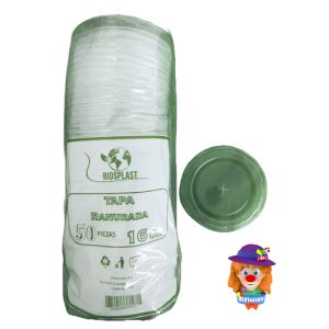 Bioplast TAPA RANURADA 16 Oz. 50 Pzs.